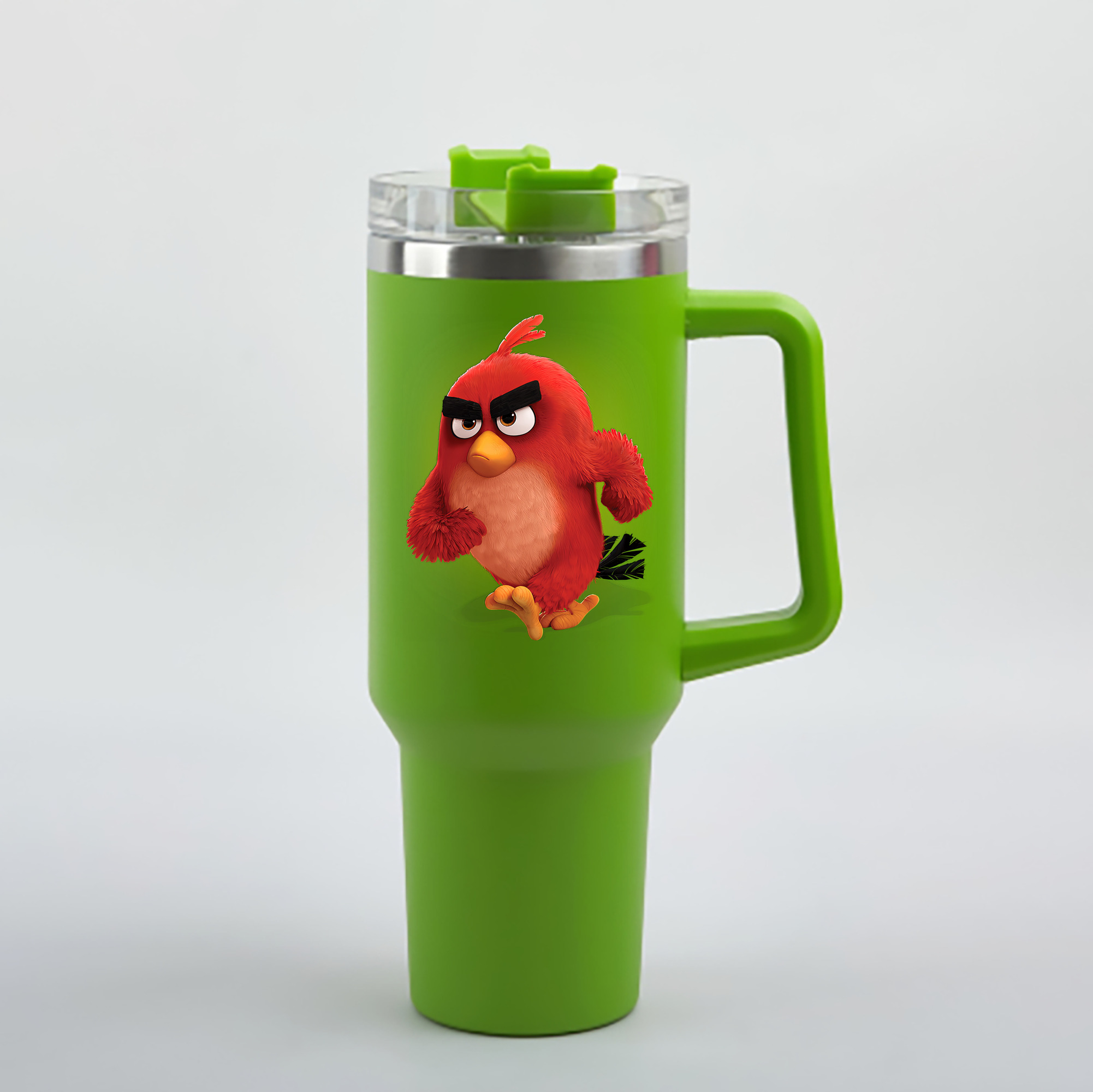 （画像用） Angry Birds アングリーバード 1200mL車用タンブラー - クリスタルステッカー（プラスチックストロー付き）